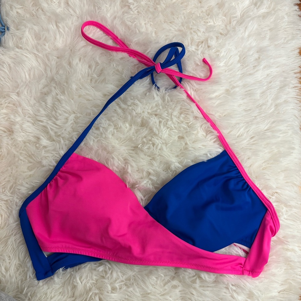 PINK Victoria's Secret Pink and Blue Bikini Cross Body Top